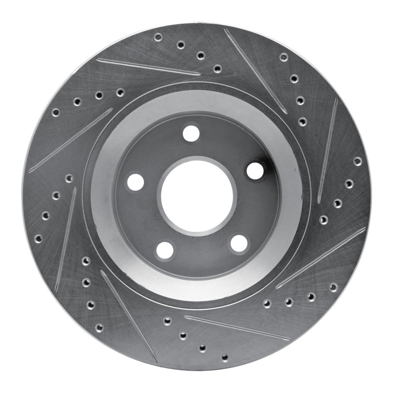 Jeep Wrangler Brake Rotor (1) - Front Left - R1 Concepts - Drilled & Slotted - Silver - `12-`18